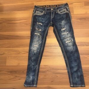 Rock Revival Indigo Denim with Embroidered Details